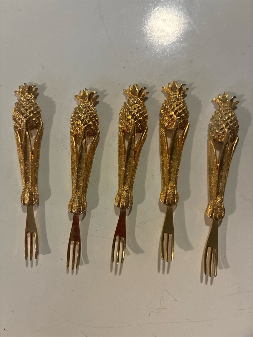 Gold Pineapple Appetizer Forks - Set of 5